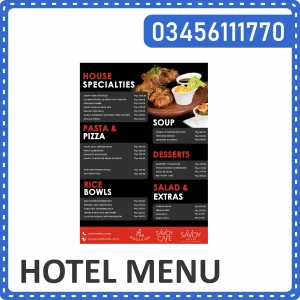 Hotel Menu Printing in Islamabad and Rawalpindi