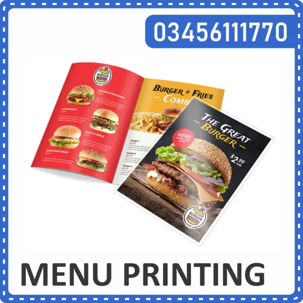 Menu Card Printing in Pakistan
